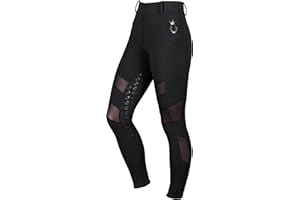 Royal Horsemen Leggings de equitación con funda para teléfono móvil y trabillas para cinturón para mujer, de silicona talla XXS-XXL, cintura alta, cómodos pantalones de equitación para niñas y niños
