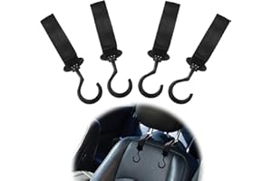 SUWIWKKOA Auto Hooks Pack of 4 Car Seat Hooks,Car Storage Organizer Bag Hooks Back Seat Headrest Hanger Nylon Car Headrest Hook Car Hooks For Bags Car Hook Holder Auto Seat Headrest-Black