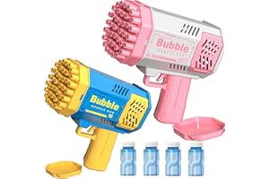HYNXM Seifenblasenpistole Kinder, 2 Stück 40 Loch Seifenblasenpistole mit 4 Flaschen SeifenblasenflüSsigkeit, Seifenblasen Pistole-Spielzeuggeschenk füR Kinder Im Alter Von 4–8 Jahren