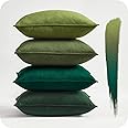 Topfinel Cushion Cover 40 x 40 cm Green Set of 4 Velvet Cushion Covers Decorative Cushion Cover Sofa Cushion Decorative Cushion Decoration for Sofa Bedroom Living Room Balcony Children Fluffy Colour