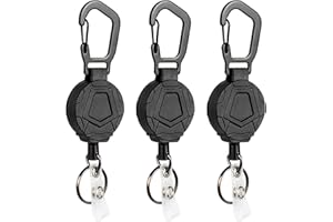 HAPHOME SchlüSselanhäNger Ausziehbar StrapazierfäHiger Einziehbarer SchlüSselbund - 3 StüCk Selbsteinziehbarer Ausweishalter 31 Zoll Stahlschnur Einziehbare Heavy Duty Bergsteigen Retractable Keychain