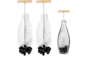 DENFATORY Paquete de 2 cepillos para Limpiar Botellas de Vidrio SodaStream, cepillos de Esponja y cepillos para Agua con Gas, Kit Cepillo para Botella