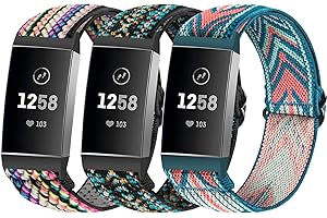 SITAFU 3 Pezzi Cinturino Compatibili con Fitbit Charge 3 Cinturino/Fitbit Charge 4 Cinturino,Nylon Elastica Regolabile Cinturini di Ricambio Sport Strap per Fitbit Charge 3/Charge 4 per Donna Uomo