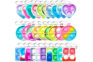 Yeefunjoy 30 szt. Mini Pop Push It Fidget, zabawka Pop It Fidget, silikonowa zabawka sensoryczna, wyciśnij bąbelki, bąbelki, łagodzenie stresu, dla dzieci, dorosłych