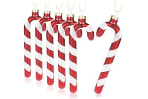 COM-FOUR® 6x Zawieszka na choinke - Ozdoby choinkowe do zamocowania - Bombka Kossawiczna w ksztalcie laski cukrowej (w kolorze srebrnym - 4 sztuki)