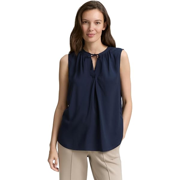 Street One Blusentop Donna, Canotta Leggera In Viscosa Morbida, Girocollo Con Cutout, Senza Maniche, Colore Nero