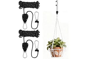 NUTKIT 2 Piezas Trinquete de Cuerda con Gancho, 4M de Cuerda de Trinquetes Ajustable, Trinquete de Cuerdas de Suspención, para Lámpara de Planta, Tienda, Senderismo(Negro)