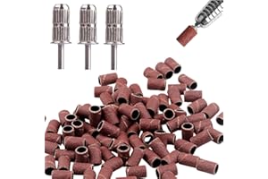REQAG 100 Stücke Schleifhülsen Nagelfräser Schleifkappen Nagelfräser Schleifhülsen mit Nagelbohrer 180" Nagelkunst-Schleifband Nagelfräser Aufsatz für Maniküre Pediküre Nagelpflege