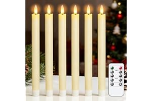 ‎ELDNACELE Eldnacele LED Stabkerzen mit Timerfunktion, flackernde Flamme LED Echtwachskerzen mit Fernbedienung, Elfenbein Stabkerzen led 6 Stück (2 x 25CM) für Weihnachtsdeko, Zimmer Deko, Hochzeit und Party