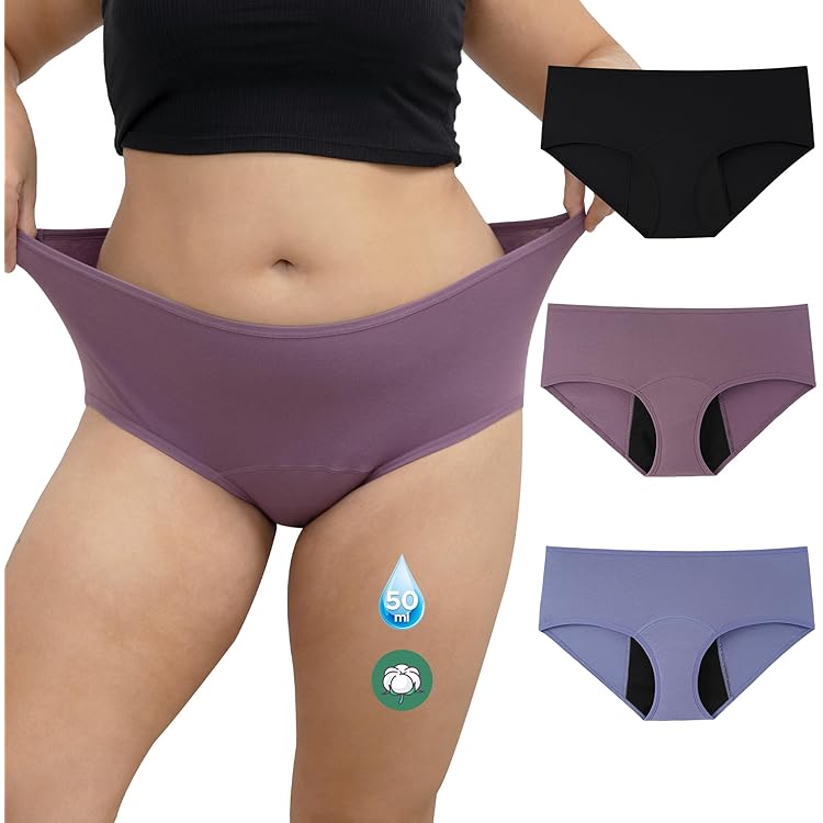 INNERSY Menstruatie-ondergoed voor dames, katoen, lekvrij, hoge taille