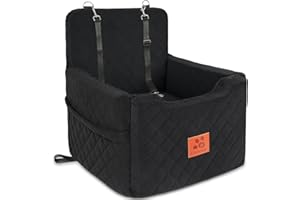 GL GLENSLAVE Autositz Hunde für kleine/mittlere Hunde unter 15 Kgs,Hunde Autositz,Abnehmbarer und waschbarer Haustier Autositz,Hundebett mit 2 Sicherheitsgurten(Schwarz)