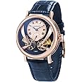Thomas Earnshaw Men's 43 mm Beaufort Anatolia Double Barrel Automatic Watch with Open Heart Dial and Genuine Leather Strap ES-8059