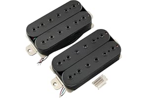 Musiclily Pro HH-HEXA Alnico 5 Pastillas Humbucker Mástil Puente Pickups Set 7,8K/16K Polos Hexagonales Ajustables para Guitarra Eléctrica, Negro