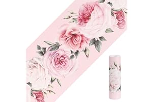 Gadpiparty 3 Meter Tapetenbordüre Zum Abziehen Und Aufkleben Rosa Rose 3D-Dekorative Blumenleiste Wasserdichte Tapetenbordüre WandbordüRe Selbstklebend Mit Blumenmuster Für Wandverkleidung Küche Badez