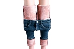Loalirando Jeans Imbottiti da Donna Pantaloni Invernali a Vita Alta Slim Fit Jeans Elastici in Tinta Unita Caldo Stile Classico Moda Autunnale e Invernale