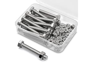 MINHER M6 x 40mm 20PCS Boulons à six pans en 304 Acier Inoxydable de Coin Extérieur Vis Hexagonale,Boulons et écrous de Sortilège Ensemble