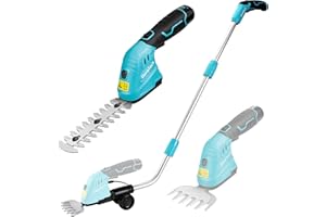 DURATECH Akumulatorowe nożyce do żywopłotu 12 V z trzonkiem teleskopowym, sekator 2 w 1, akumulator z akumulatorem 2 Ah i ładowarką, elektryczne nożyce do trawy, podkaszarka do trawy do ogrodu