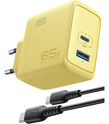 INIU Caricatore USB C 65W GaN II - 2 Porte (USB-C + USB-A) Pieghevole Per Viaggi - 2