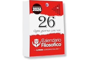 Il Calendario Filosofico 2026, remplacement format A6 de 10 x 14 cm, le premier et l'original calendrier de table avec 365 jours de phrases philosophiques, lire chaque jour une phrase, conçu et créé à