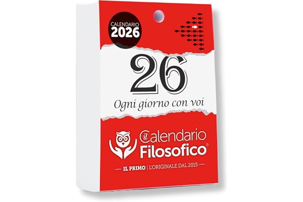 Il Calendario Filosofico 2026, remplacement format A6 de 10 x 14 cm, le premier et l'original calendrier de table avec 365 jours de phrases philosophiques, lire chaque jour une phrase, conçu et créé à