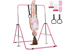 TINY TUMBLERS Gymnastics bar for kids - A great piece of gymnastic equipment for home use for a range of ages - Rings and hand grips included!