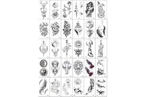 luoshaPUCY 30 Hojas Pegatinas de Tatuajes Falsos Temporales, de Cuerpo, Brazo, Pecho, Hombro, Tatuajes Pequeño Resistente, para Hombres o Mujeres, impermeable (1-30)