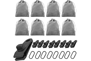 LUMOOM Sac de poids portable, clips de bâche, convient pour fixer des rideaux extérieurs, tentes, nappes, 8 sacs de poids et 8 mousquetons, 8 clips, convient pour auvents de camping