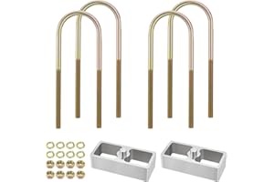 Racewill 1 inch Universal Leaf Spring Lowering Block Kits, 5" Length x 2-1/3" Width Blocks, with 4 Pack Heavy Duty Galvanized U-Bolts