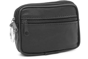 LIVAN - Portefeuille pour Homme - Porte-Monnaie Homme en Cuir Véritable - Pochette à Monnaie Porte-clés (Noir)
