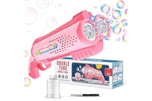 P PANACARE Panacare Pistolet à Bulles de Savon électrique avec Double Tube, Grande Machine à Bulles de Savon Gun 10000+Bulles/Minute avec Solution pour Bulles de Savon, Jouet à Bulles pour Enfants/fête/Mariage