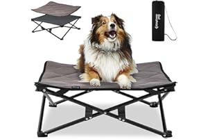 KingCamp Łóżko dla psa ze zdejmowaną zamszową matą, składane, oddychające legowisko dla psa, składane, chłodzące łóżko dla kota, ogród kempingowy, M