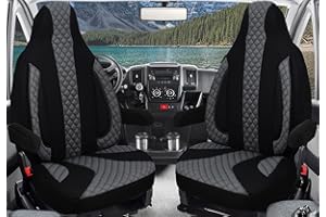 BREMER SITZBEZÜGE Pokrowce na siedzenia na wymiary, pokrowce ochronne na siedzenia kierowcy i pasażera, zestaw do samochodów kempingowych FIAT Ducato, Pössl, Knaus, Adria, Carthago, Pilote Laika WPL401, czarne/szare