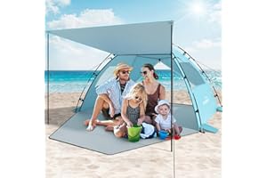 ELEGEAR Tienda de Playa Familiar Portátil Protección UV UPF 50+ Canopy para 4-5 Personas, Camping, Pesca, 220x150x125cm, Azul