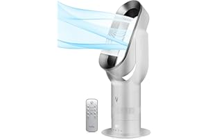 HOTSNAP VORTEX AIR Pro Bladeless Heater and Cooler in White & Silver - Quiet Modern Floor Oscillating Tower Fan with Adjustable 10 Speed Settings - 1650W