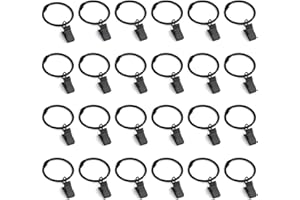 PUERHUACI Argollas Cortina 40 Piezas Argollas para Cortinas, Anillos de Cortina Clips de Cortina Anillos Decorativos de Metal para Cortinas Diámetro Interior de 3.5cm Pulgadas Negro