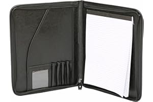 Tassia PU Leather Conference Folder/Folio | Travel Portfolios | Padded PU Folio Case Business Faux Leather Bag Portfolio Foldover Clipboard