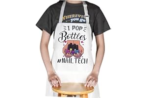 WZMPA Nail Tech Aprons With Pocket Nail Artist Gifts I Pop Bottles Nail Technician Apron For Nail Salons Nails Stylist