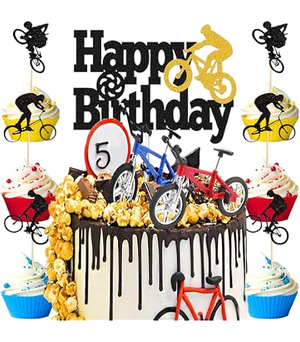 Inserts De Carte De Course Pour Gâteau D'Anniversaire - Lot De 11 Pièces (Flamme + Grille Noir Et Blanc) - Décoration Fête Thème Sport Auto