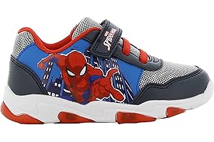 LEOMIL Spiderman Blinkschuhe Jungen von 2 bis 8 Jahre, Niedriger Leuchtschuhe mit Licht für Kinder, Lustige LED Marvel Turnschuhe für Junge mit Klettverschluss, ideal for Schule und Freizeit
