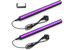 Barrina T5 Black Light, Linkable UV LED Lights UK Plug with On/Off Switch, 10W 1ft, Magnetic, Portable Aluminium Blacklight for Fluorescent Poster Glow Party Paint, Halloween Decor, 2 Packs