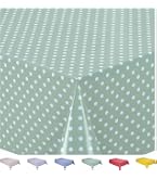 Nappe Toile Cirée PVC Rectangulaire 140 X 240 Cm Petit Pois Vert Sauge - Protection Élégante