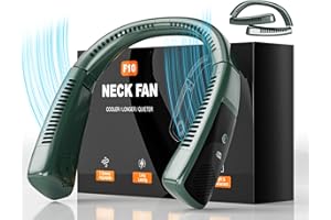 Tevelecin Personal Neck Fan, 5000mAh Foldable Bladeless Neck Fans Portable Rechargeable, LED Display 3-Speed Neck Fan for Women Men Outdoor Sport Travel Patio Garden Work Home Kitchen(Green)