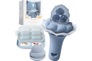 Moonkie Baby Fruit Feeder with Freezer Tray | BPA Free Silicone Baby Food Feeder with Two Sizes Pouches | Baby Shower Gifts | 4 Months+ Led Weaning, 1 Pack(Navy Blue)