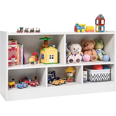 Bibliothèque Basse En Bois Pour Enfant - Meuble Rangement Livres & Jouets, Style Montessori, Poignées