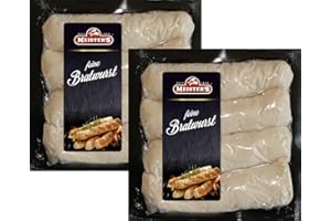 MEISTER'S Grillpaket Barbecue Bratwurst ohne Darm | marinierte Bratwürste mit BBQ und Bier Marinade und naturbelassen Wurst zum Grillen Natur 8x50g