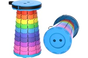 TUZSOCR Portable Telescopic Stool,Camping Lightweight Folding Stool,Adjustable Height Retractable Stool, plastic folding stool fishing chair,for Outdoor Camping BBQ Fishing Hiking Garden Max Load 440lbs