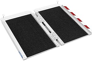 LIEKUMM Rampas para Silla de Ruedas 61 cm, Capacidad de Carga 300 kg Rampa Escalon Antideslizante de Aluminio, Rampa Minusvalidos para Escaleras, Umbrales de Puertas, Menaje del Hogar