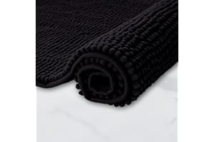 Decomira Mata łazienkowa antypoślizgowa z miękkiego Chenille | Super chłonne i można prać w pralce | Do łazienki, pod prysznic, do wanny lub jako mata WC | Czarny - 70x120 cm