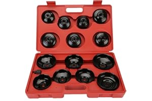 OCGIG 15Pcs Coffret Cloche pour Filtre à Huile Couvercle Clé pour Retrait Outil de Garage