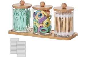 WACAR Qtip Dispensador de soporte, tarros de boticario con tapas, bolas de algodón acrílico, soporte de punta Q, dispensador de recipientes para hisopo de algodón